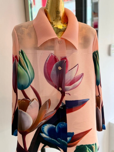 Pink floral blouse