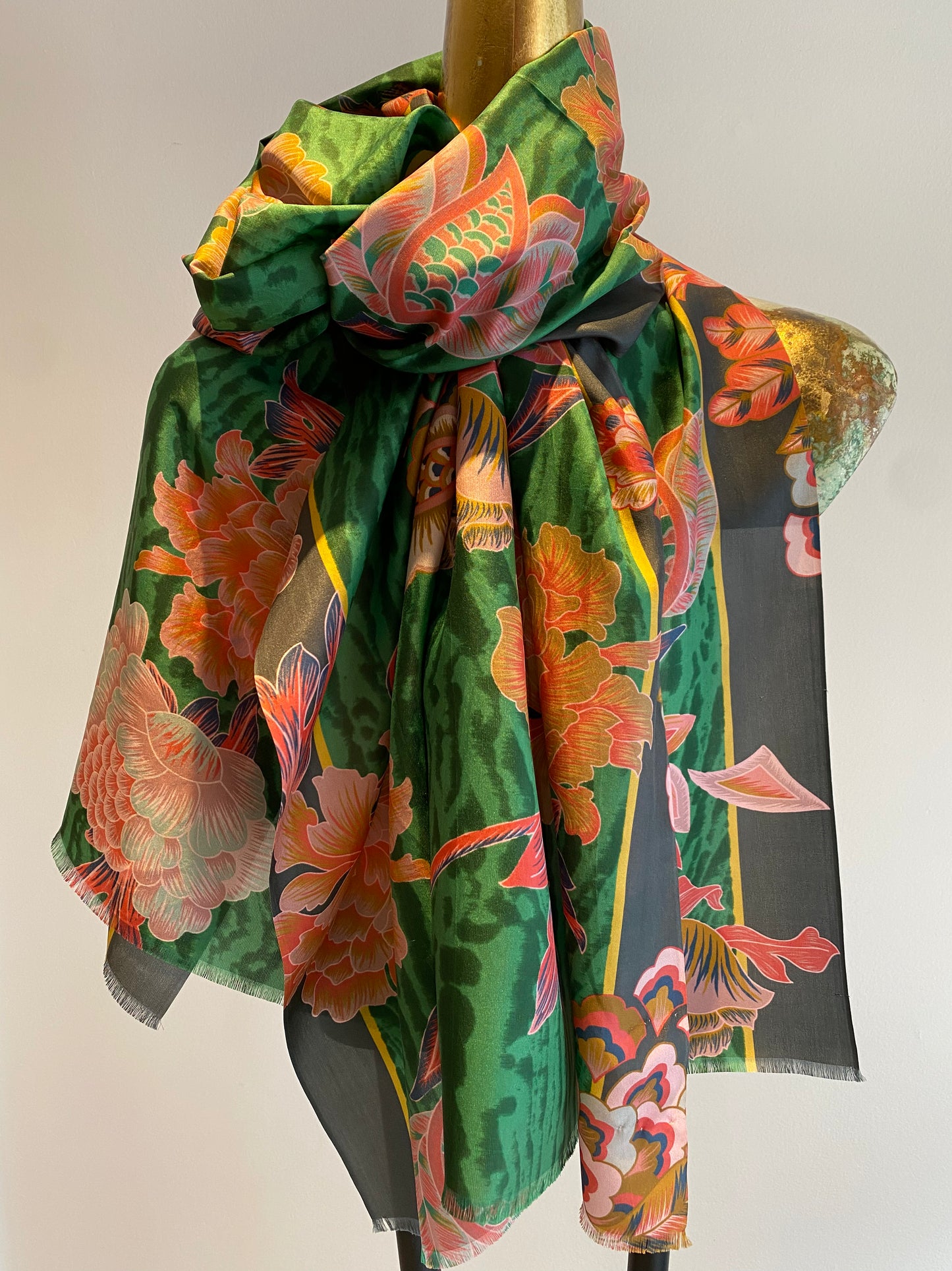 Spring Silk Scarf.       March Sale 25% Off ....At Checkout Use Code March25