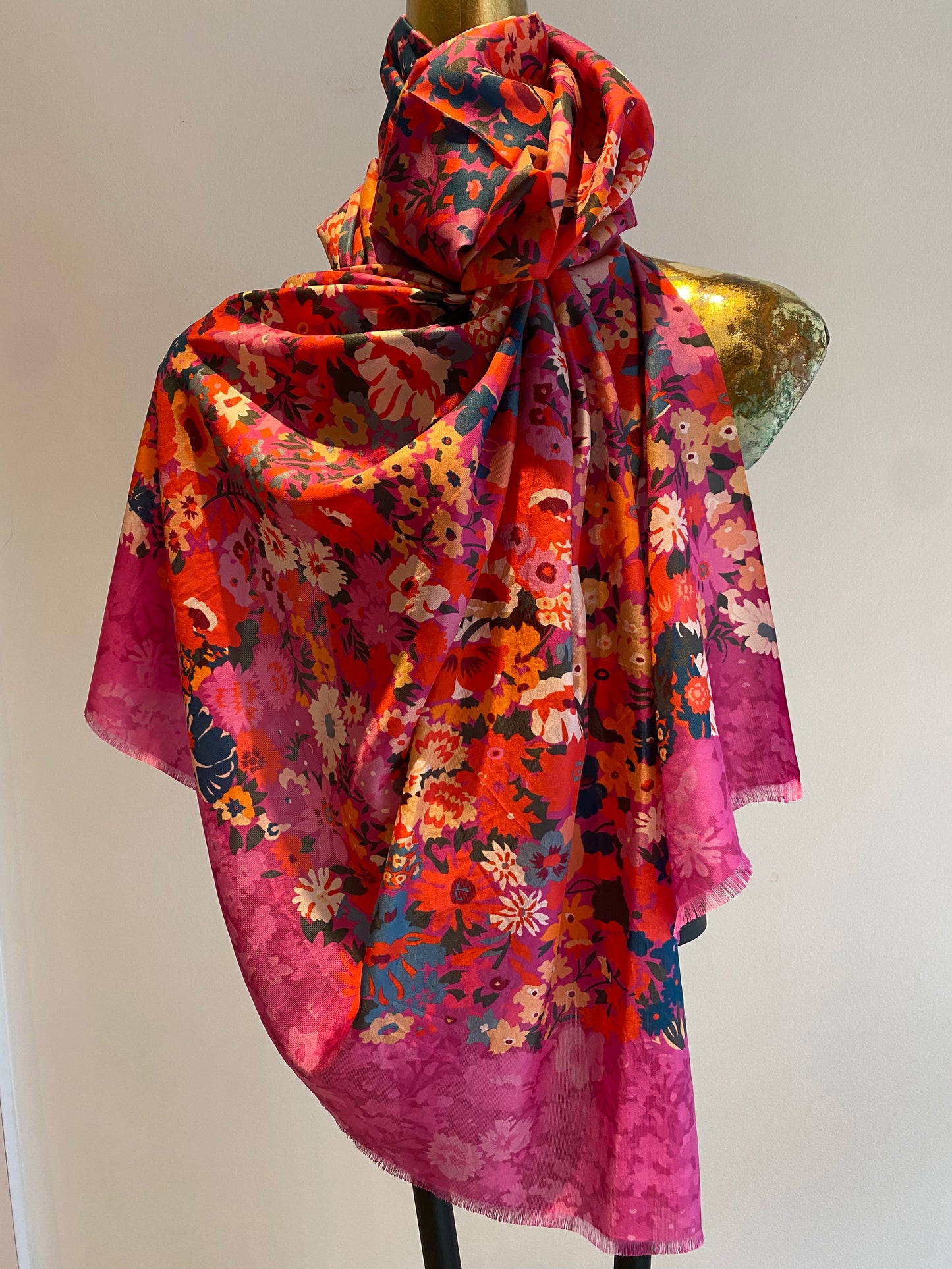 Spring Silk Scarf.       March Sale 25% Off ....At Checkout Use Code March25