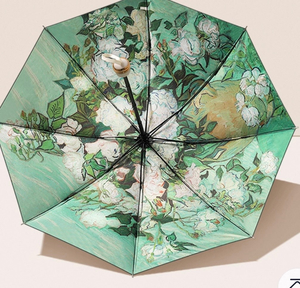 Green Floral Umbrella