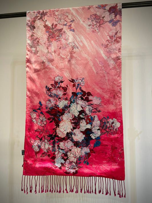 Luxurious cashmere silk scarf with elegant drape and soft texture