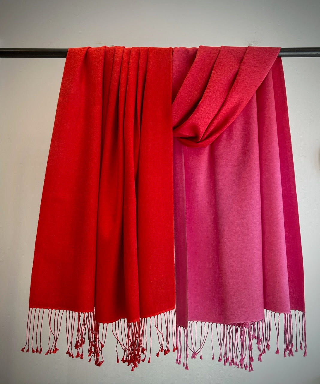 Red Pink Two Tone Pashmina Shawl