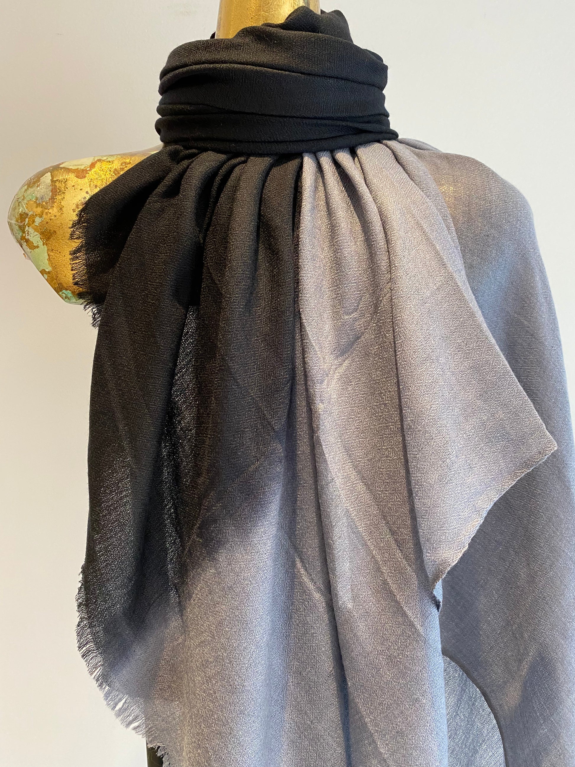 Detail of featherweight cashmere shawl premium texture
