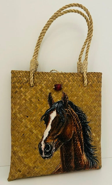Horse Hand Painted Basket