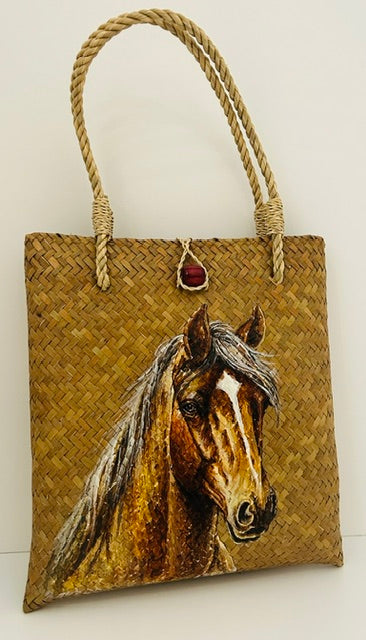 Horse Hand Painted Basket