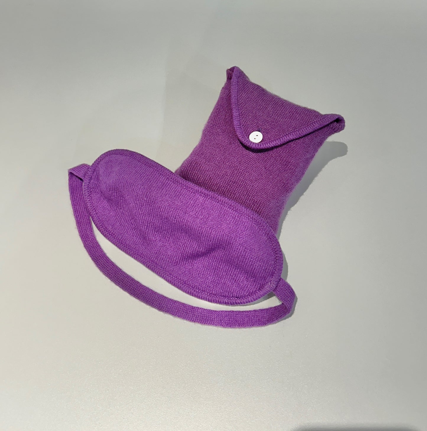 Cashmere sleep mask styled for elegant relaxation and travel