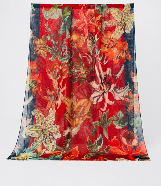 Red floral scarf