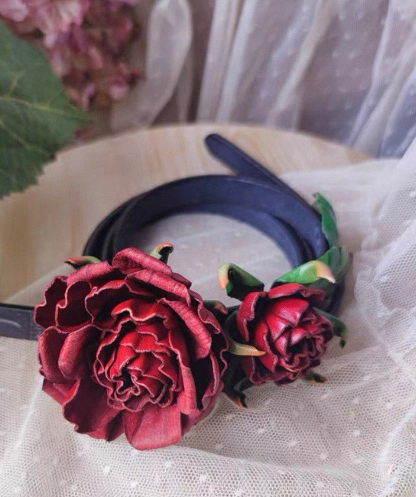 Hand tooled floral belt