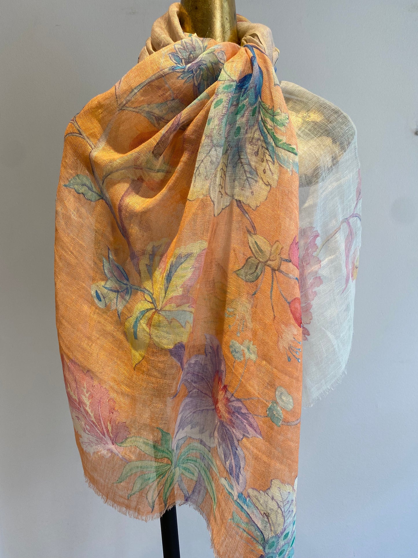 Linen Printed Scarf.      April Sale 25% Off ....At Checkout Use Code April25