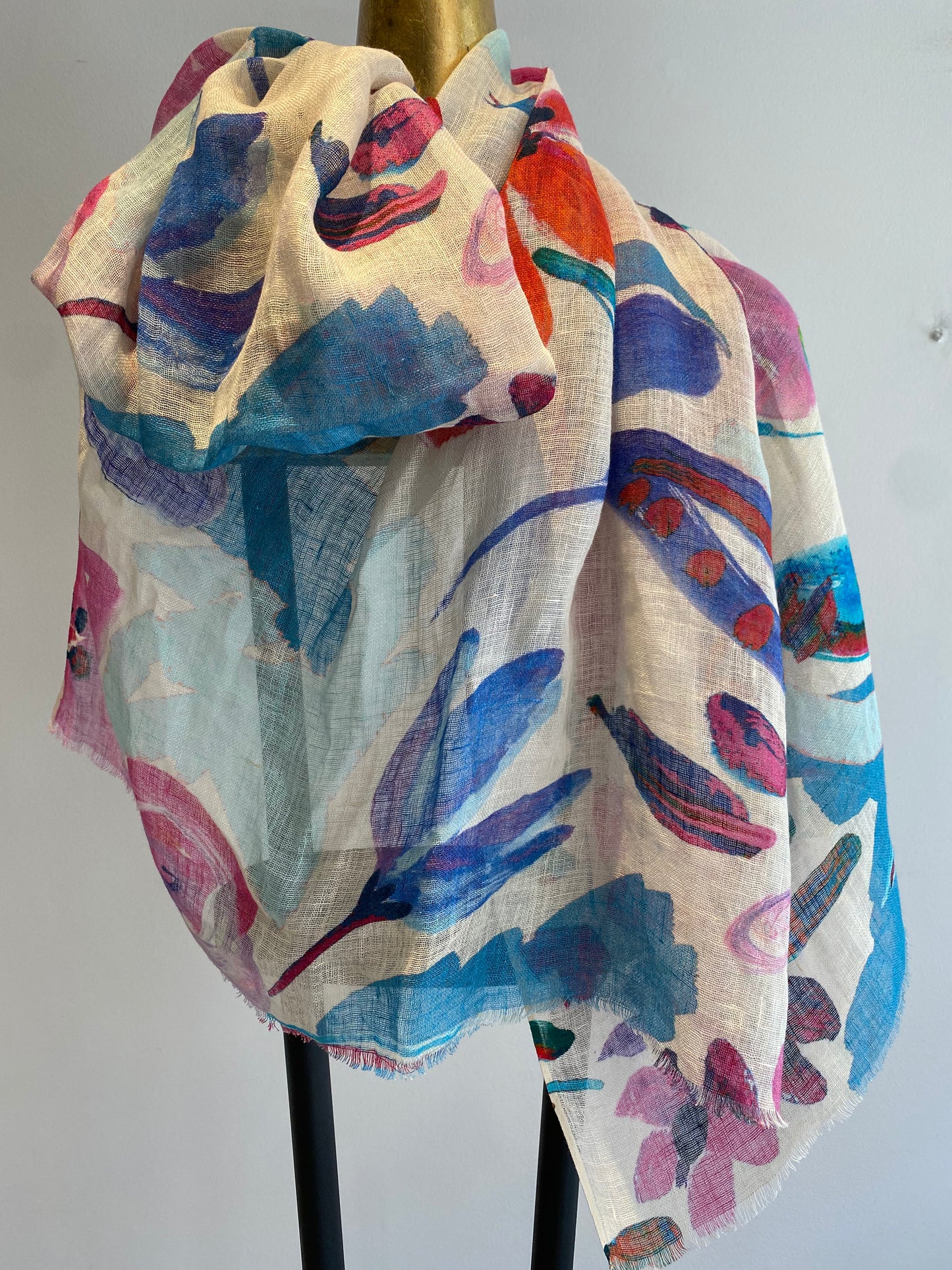 Linen Printed Scarf.      April Sale 25% Off ....At Checkout Use Code April25