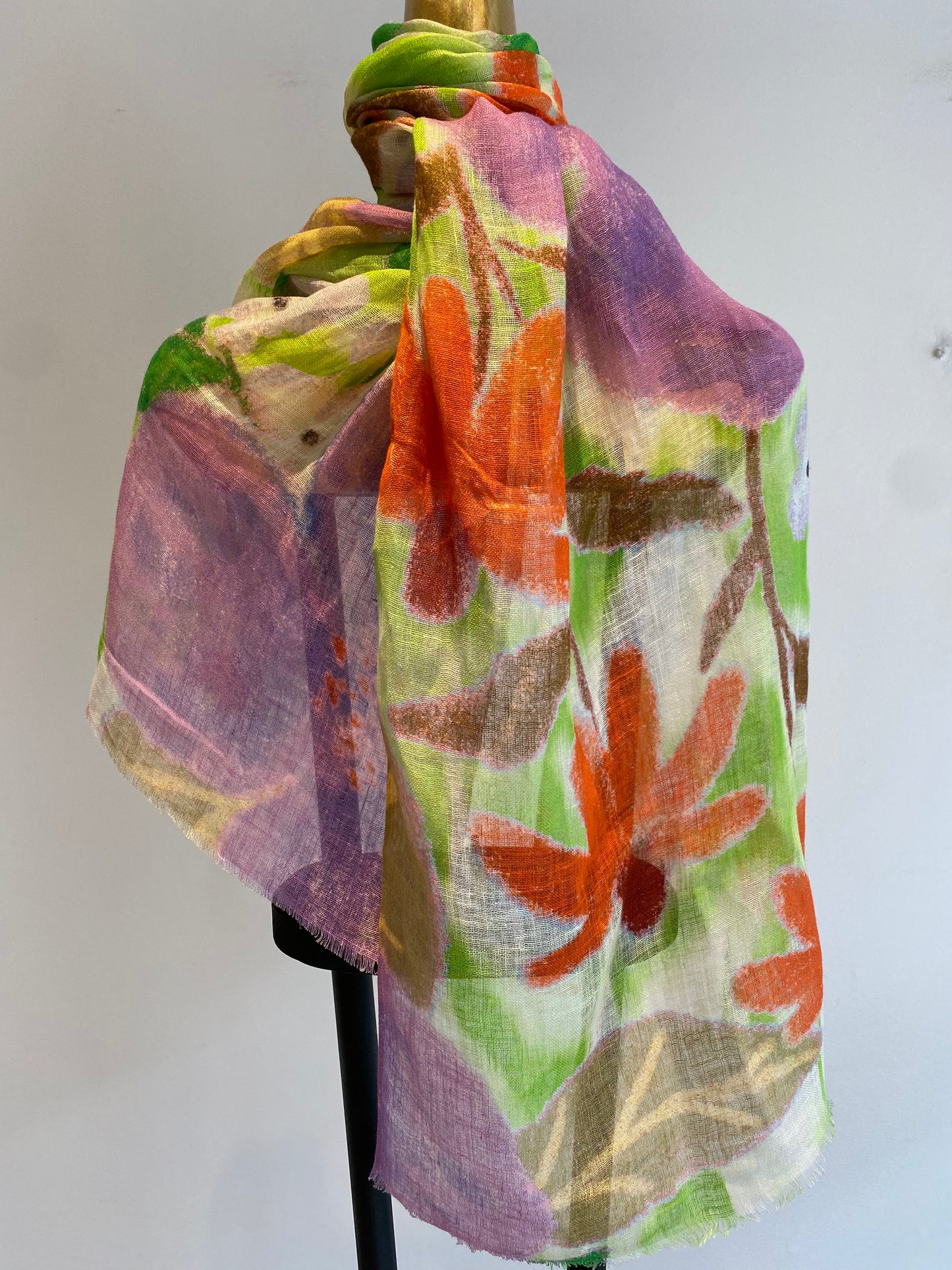 Linen Printed Scarf.      April Sale 25% Off ....At Checkout Use Code April25