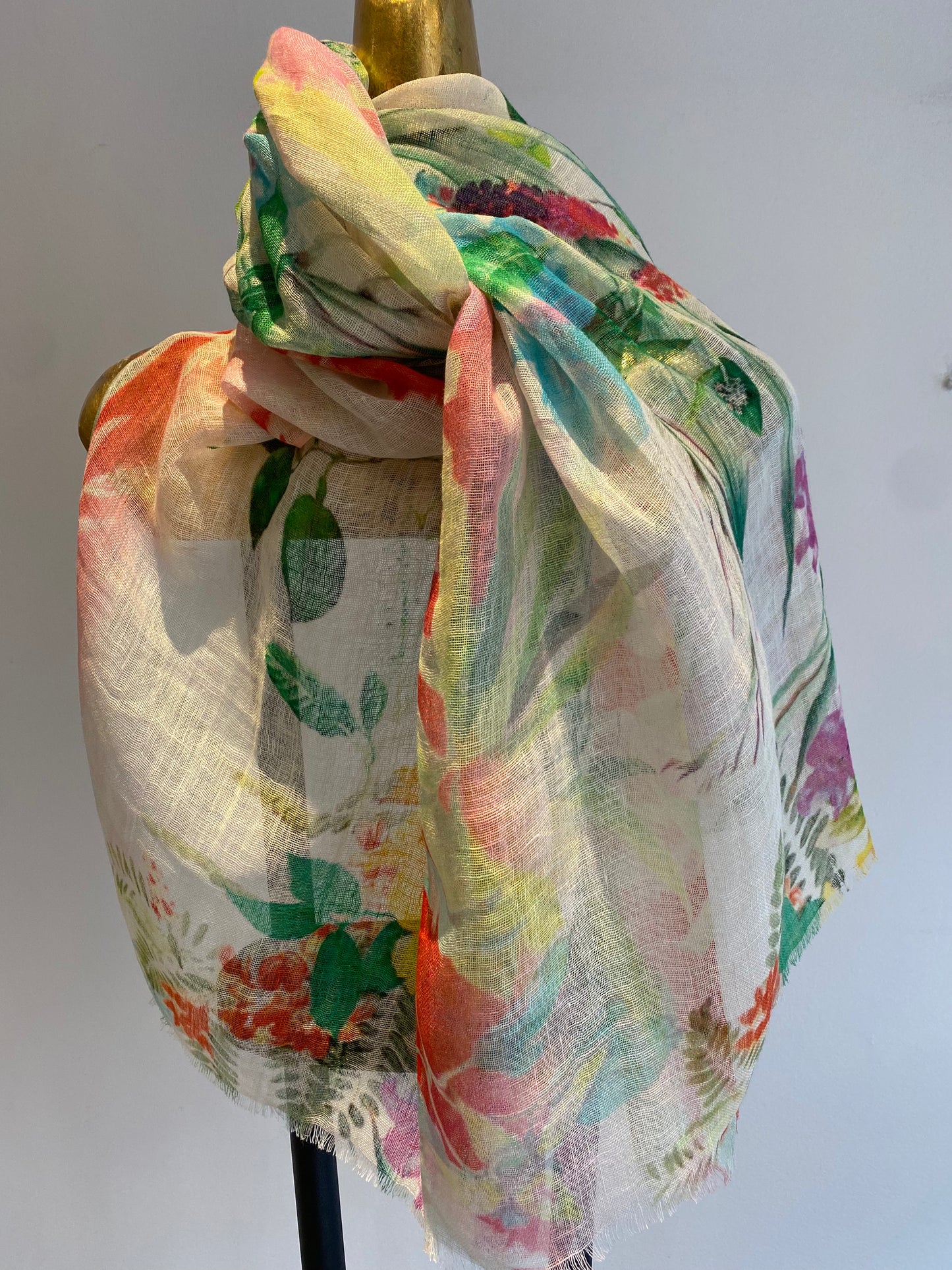 Linen Printed Scarf.      April Sale 25% Off ....At Checkout Use Code April25