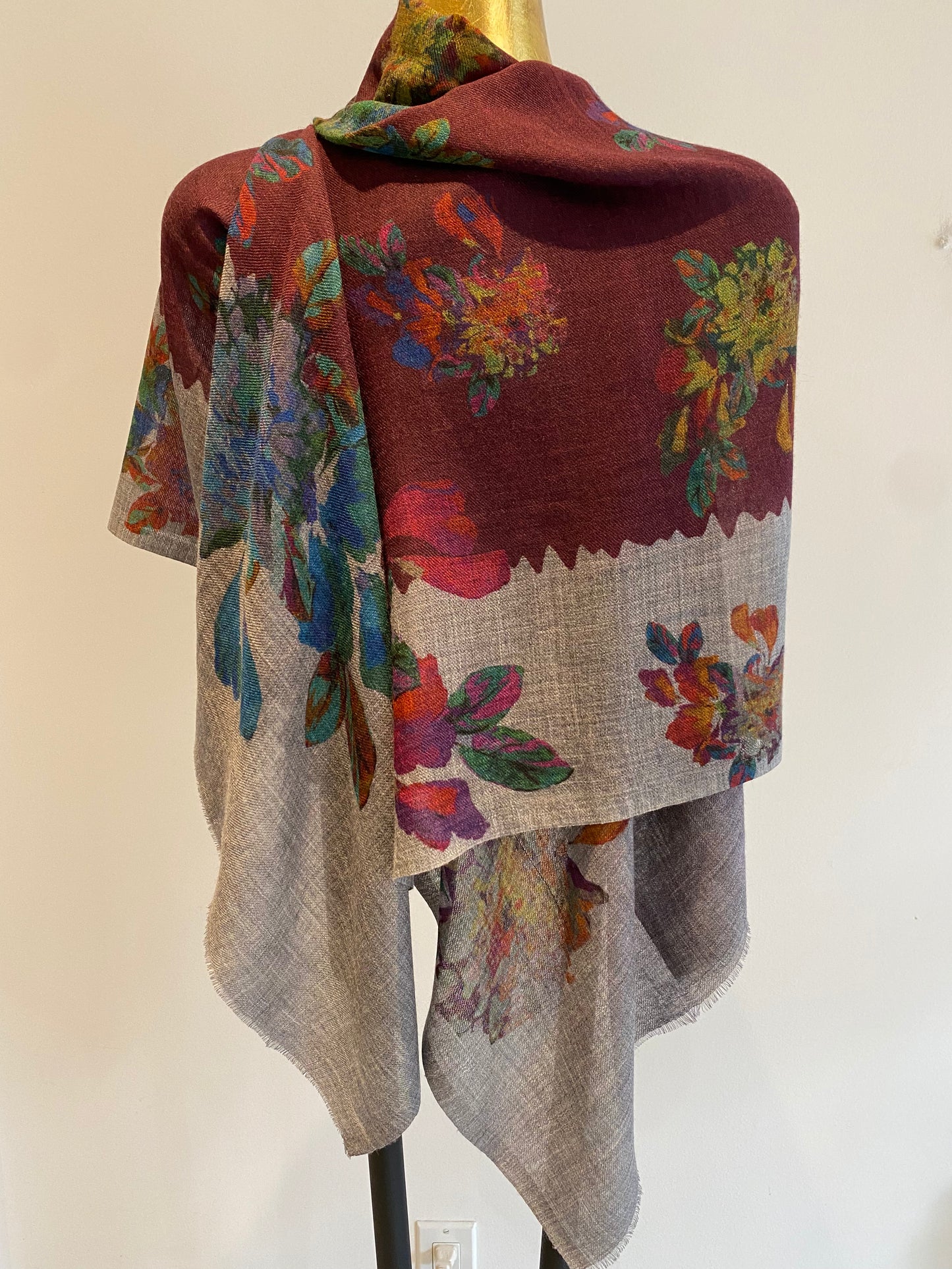 Wool & Silk Printed Scarf.        April Sale 25% Off ....At Checkout Use Code April25