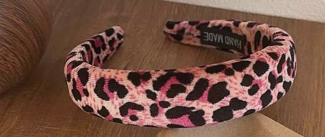 Pink Leopard Print Hair Band