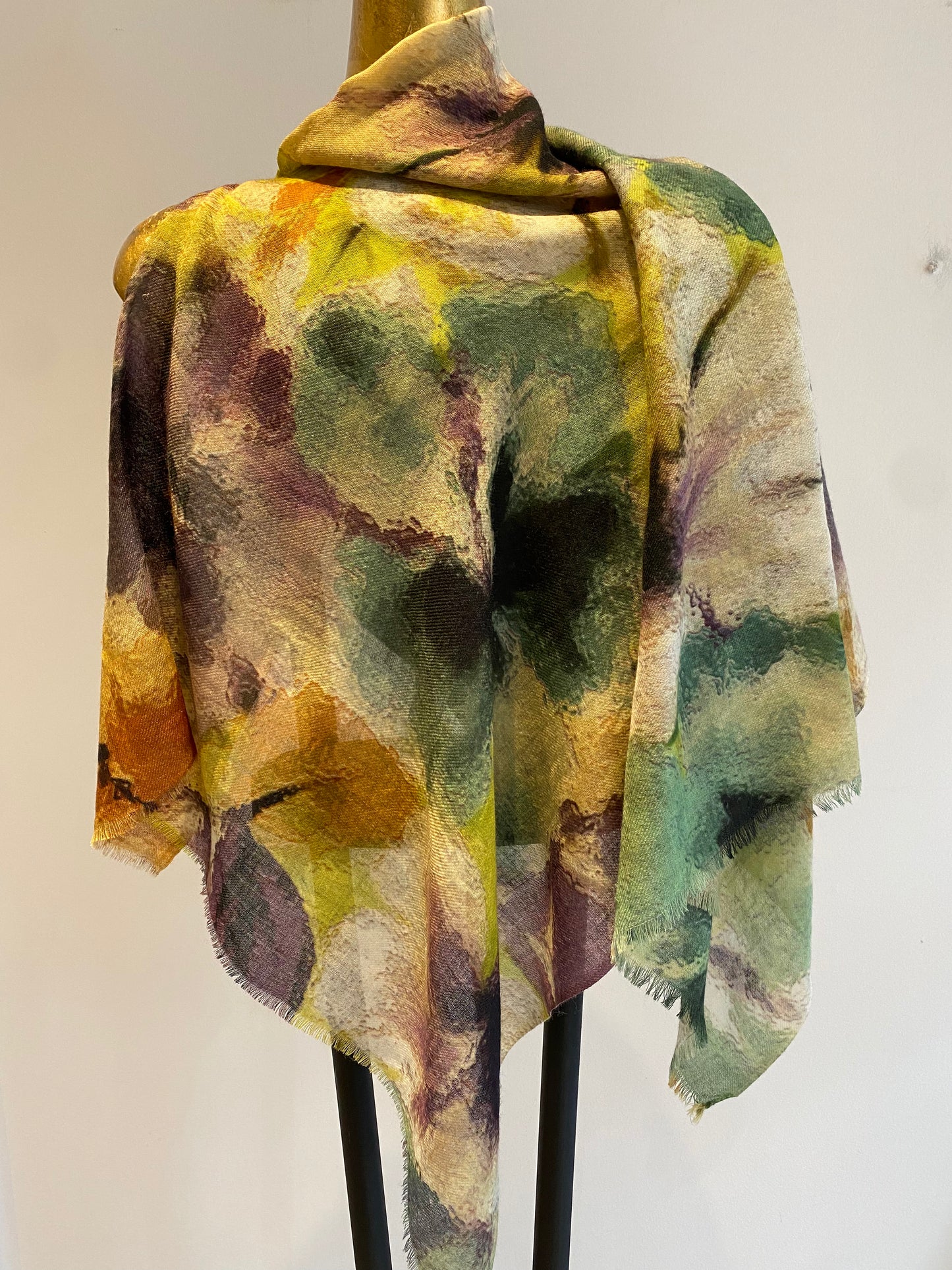 Wool & Silk Printed Scarf.        April Sale 25% Off ....At Checkout Use Code April25