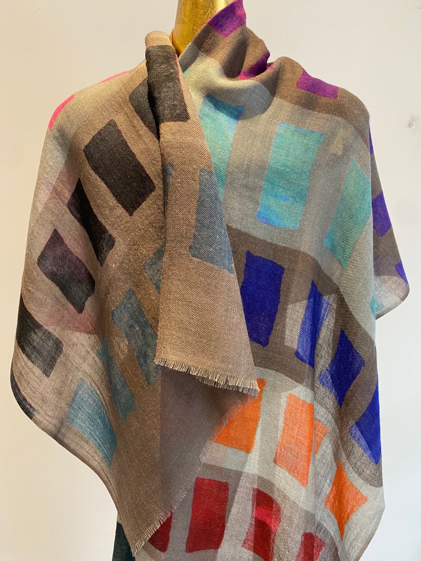 Wool & Silk Printed Scarf.        April Sale 25% Off ....At Checkout Use Code April25