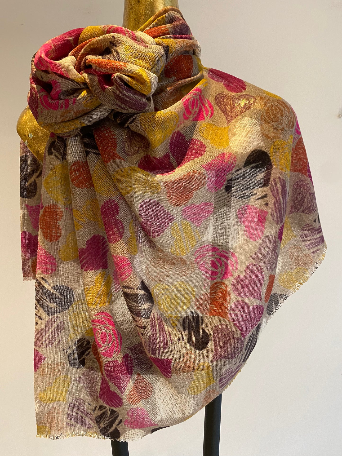 Wool & Silk Printed Scarf.        April Sale 25% Off ....At Checkout Use Code April25