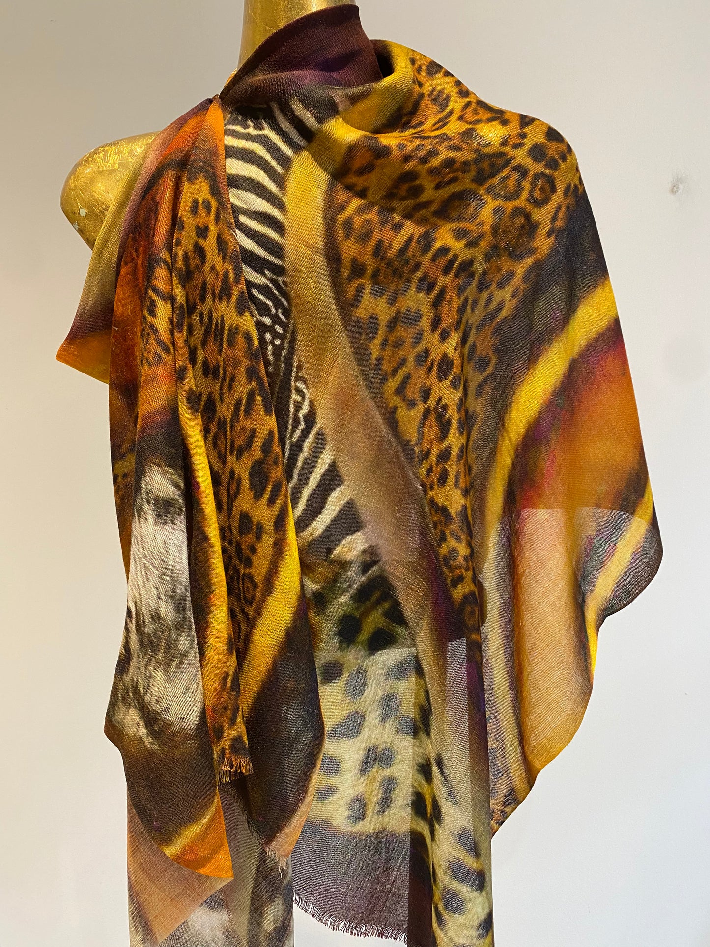 Wool & Silk Printed Scarf.        April Sale 25% Off ....At Checkout Use Code April25