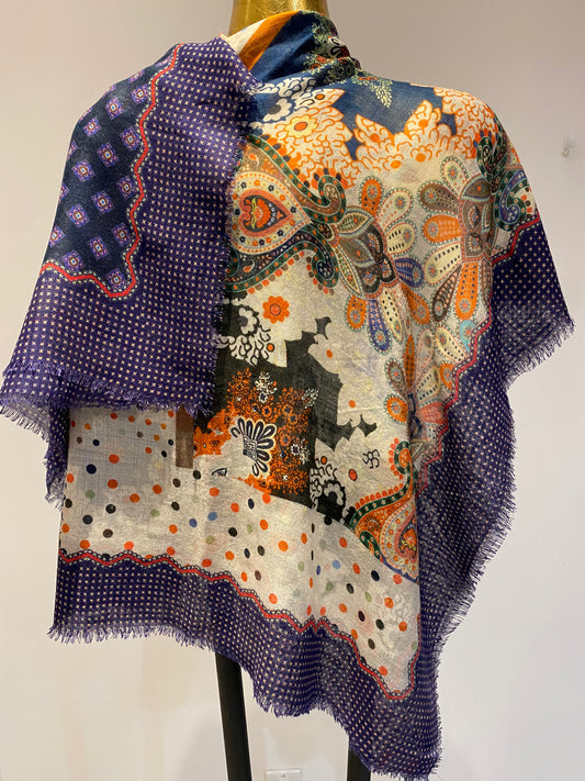 Square  Silk Wool Scarf.