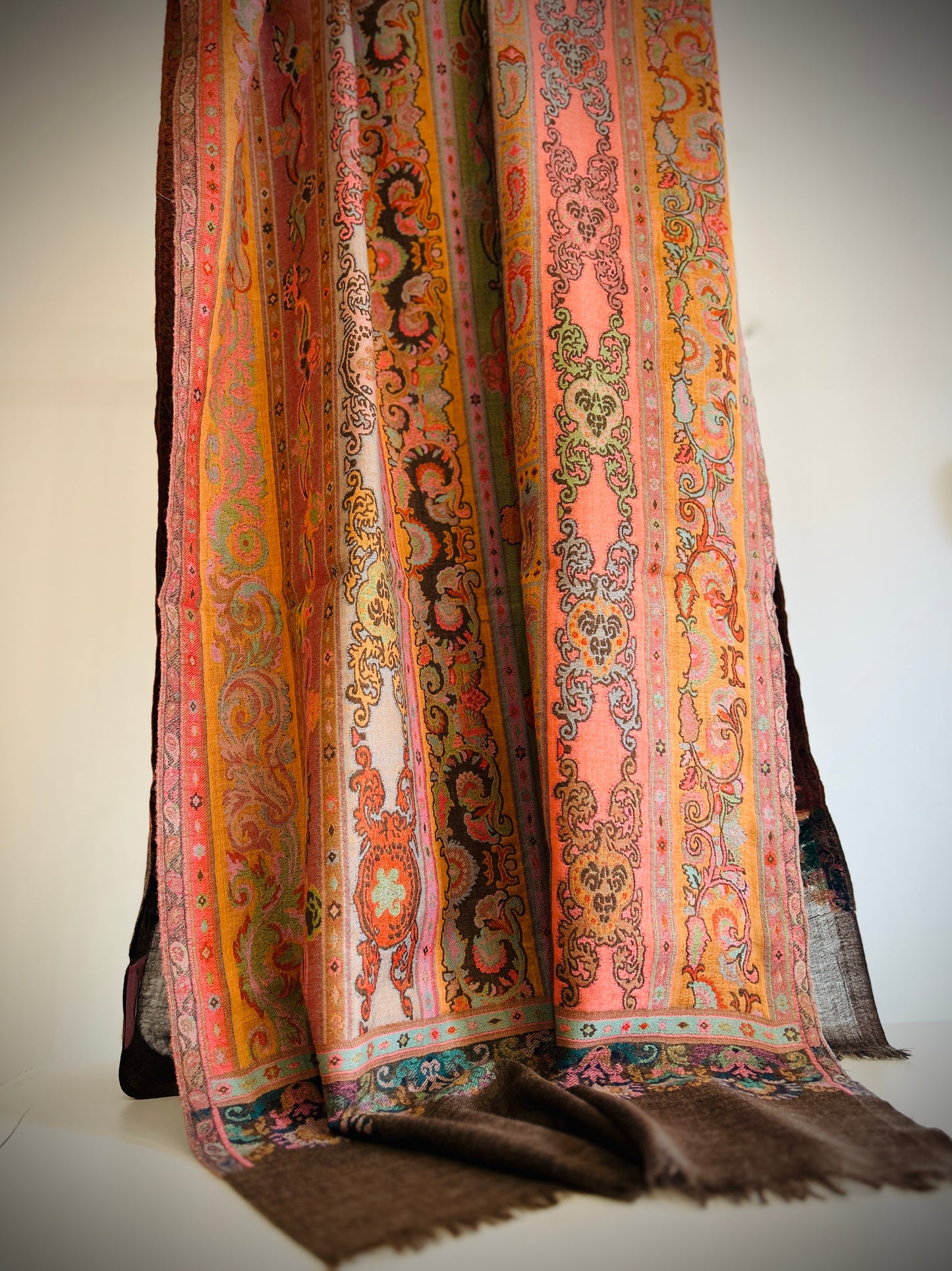 Skillfully woven light wool shawl