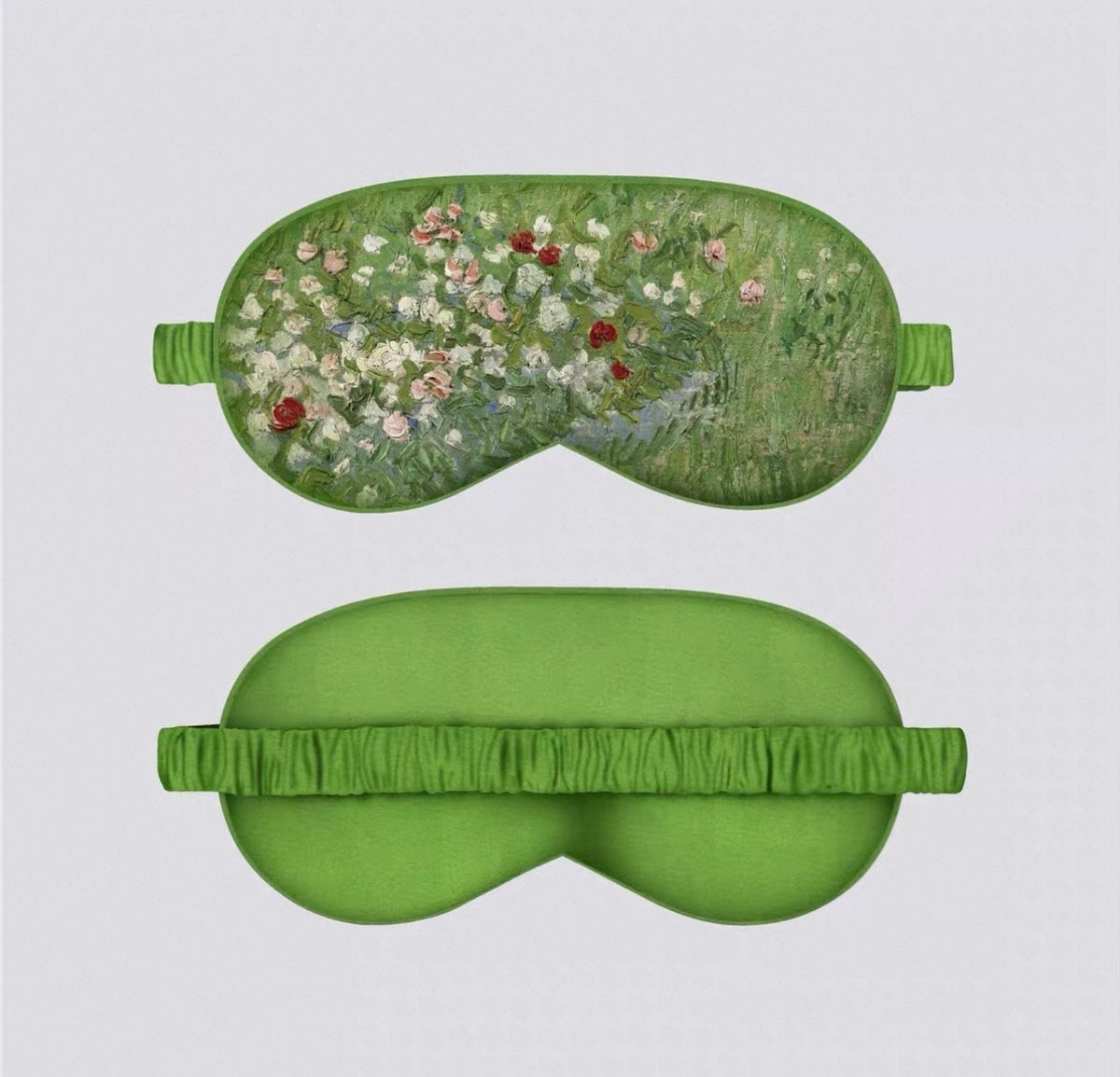Green floral silk sleep mask