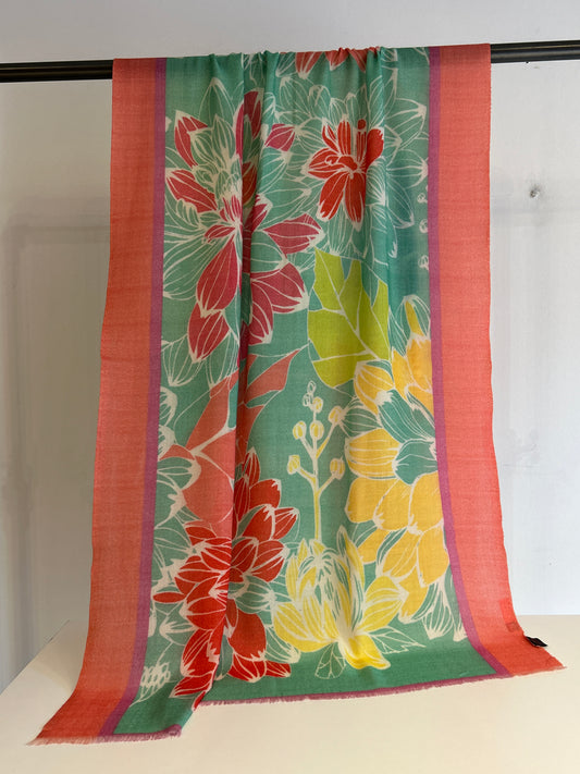 A beautiful cashmere & wool shawl in florals