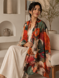 Floral handwoven scarf