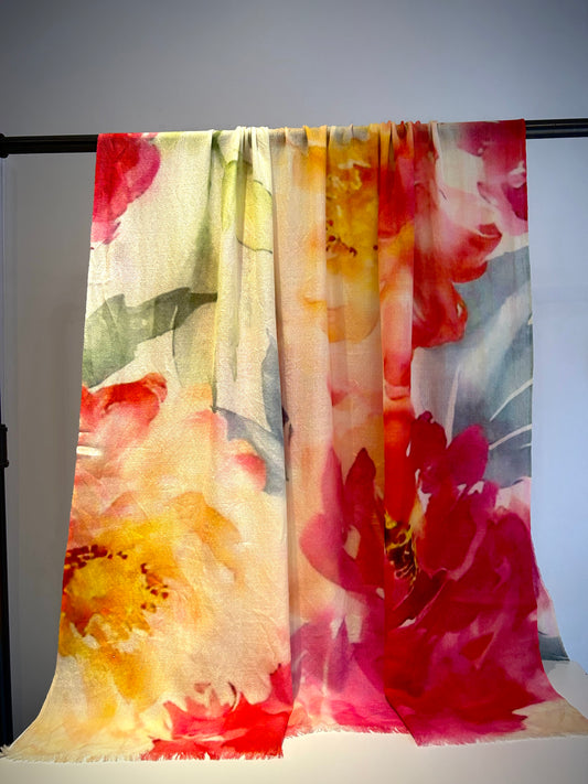 Floral cashmere shawl