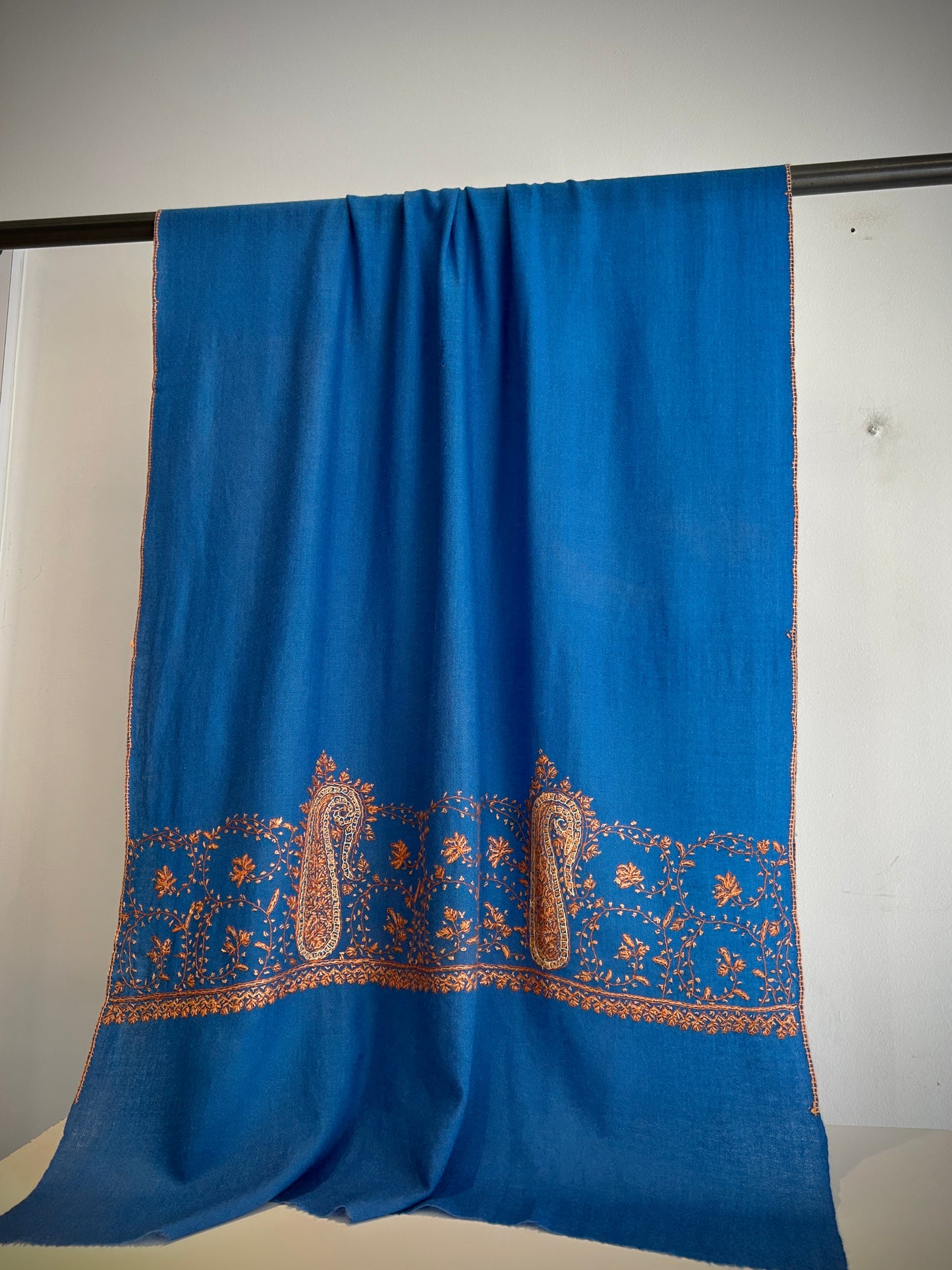 A beautiful blue Kashmiri shawl