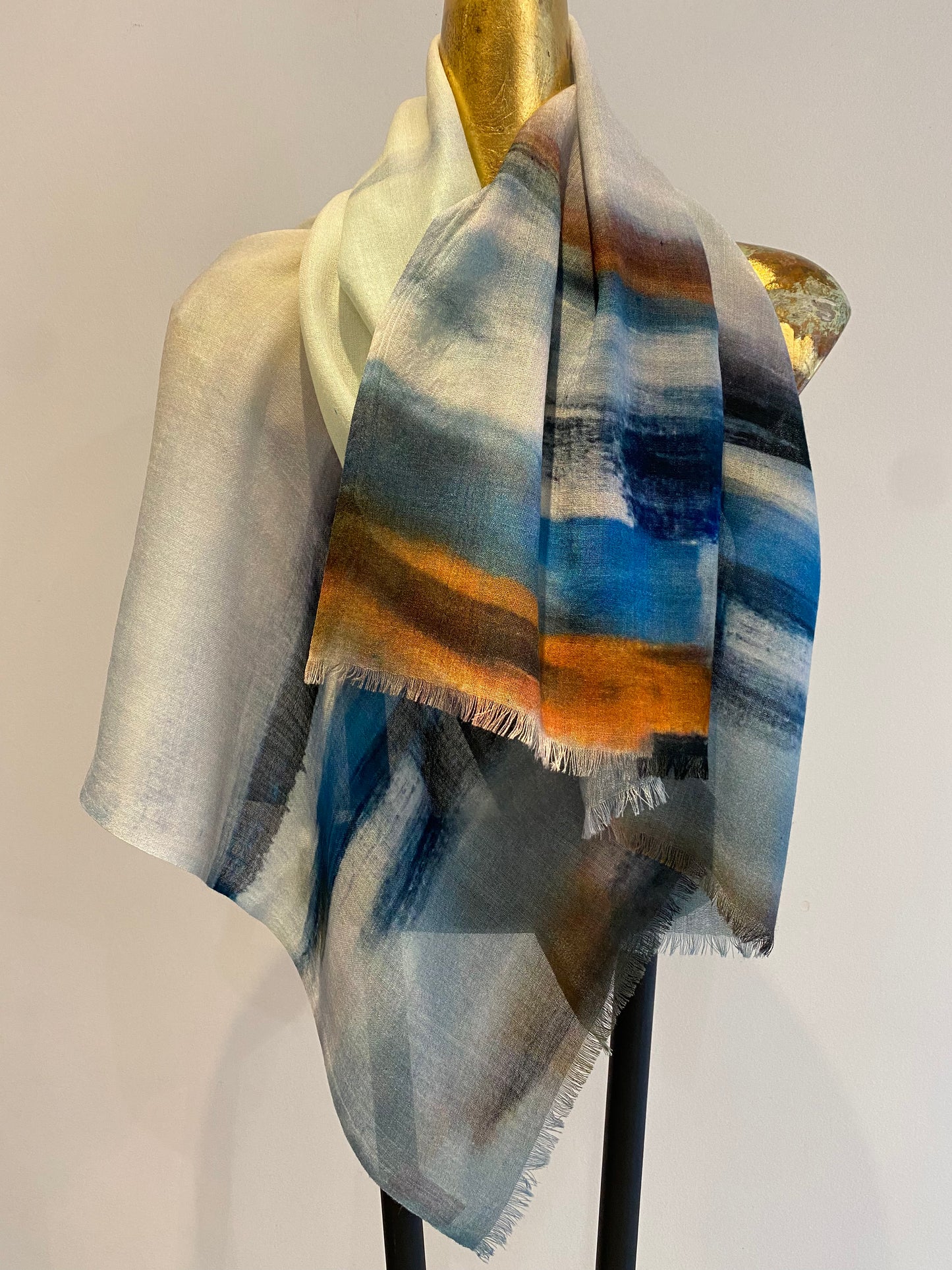 Summer Wool & Silk Printed Scarf.