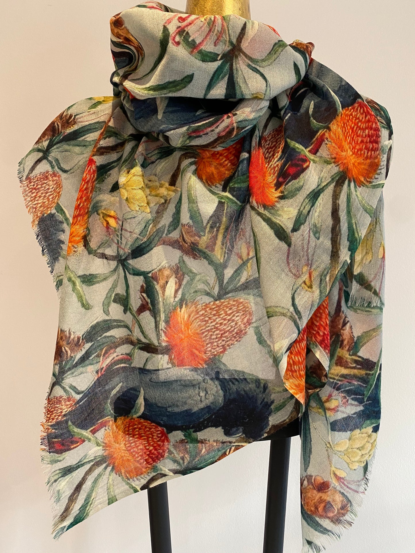 Summer Wool & Silk Printed Scarf.