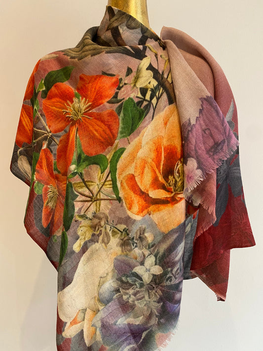 Fall Floral Printed Scarf.