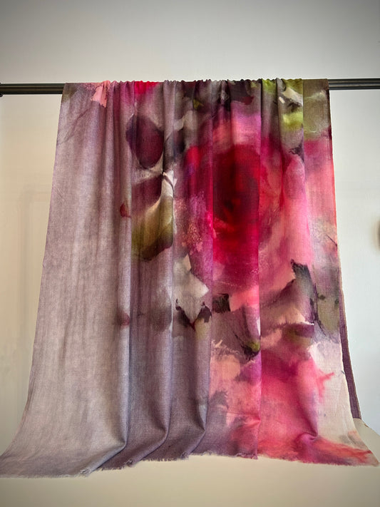 Handwoven floral cashmere shawl