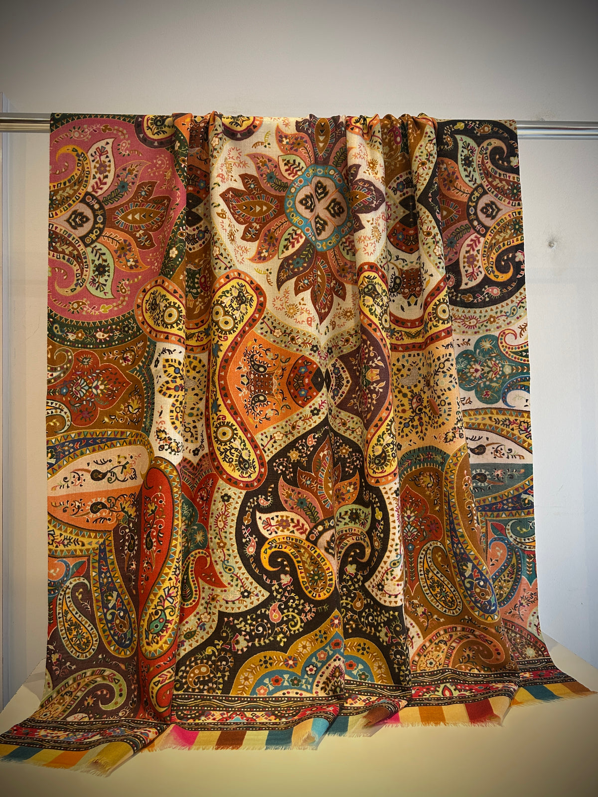 Light wool classic paisley pattern shawl