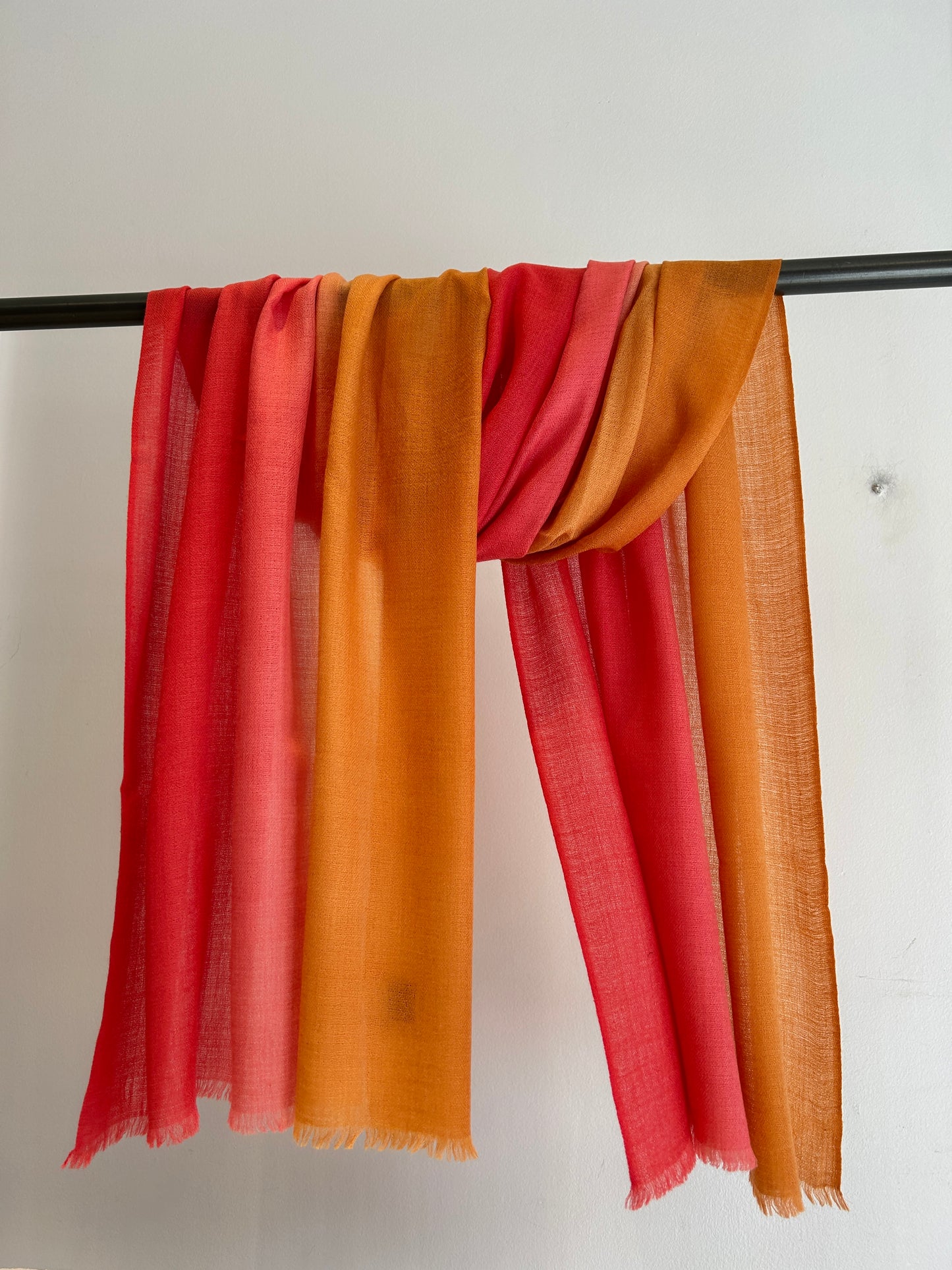 Shades of orange cashmere shawl