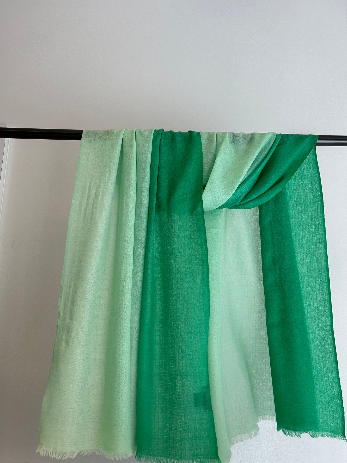 Handwoven cashmere shawl two tone shades of green