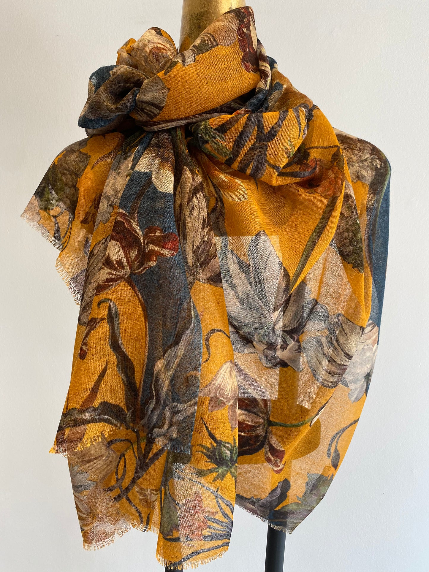 Floral Silk Wool Scarf.
