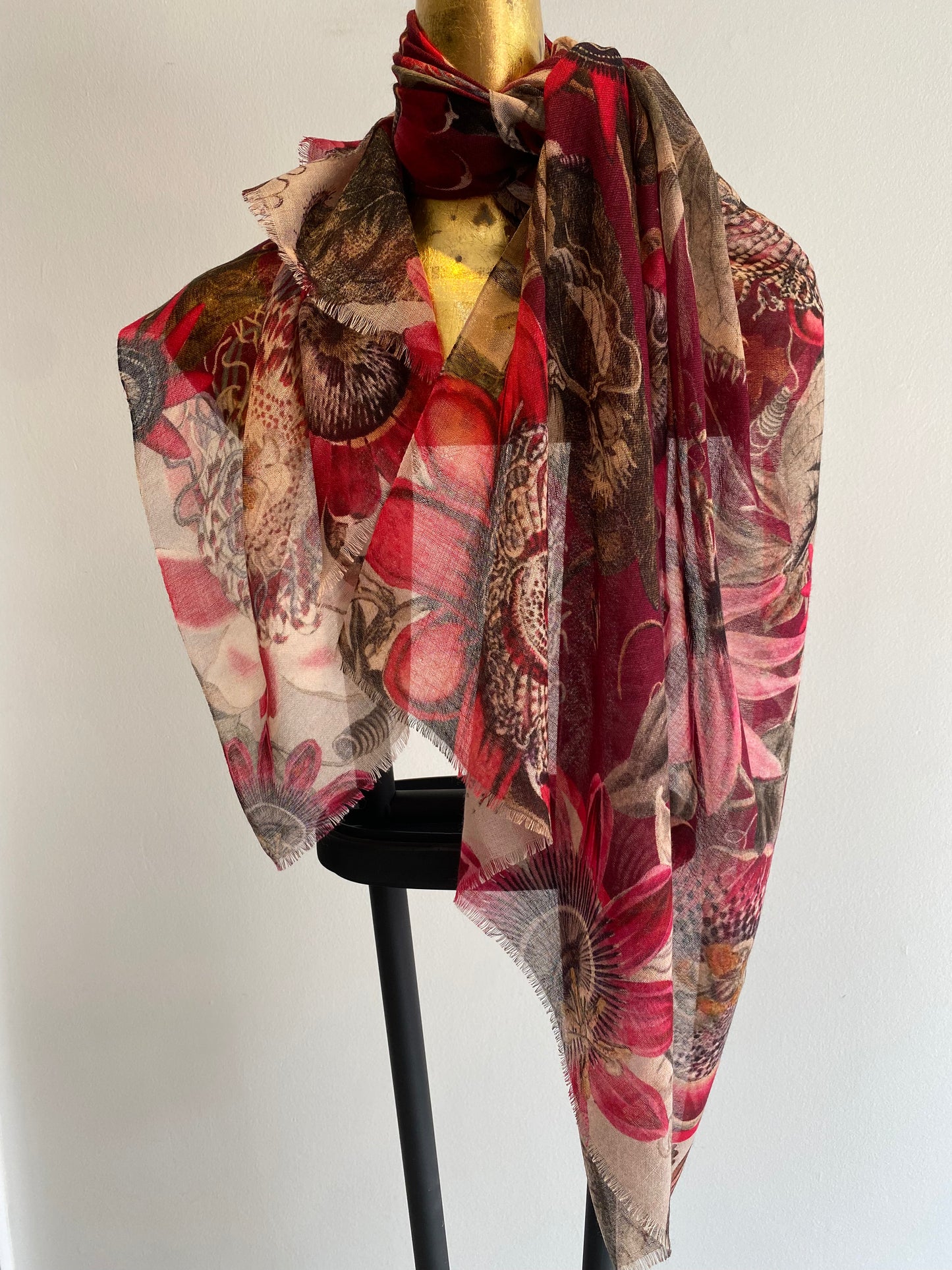 Floral Silk Wool Scarf.