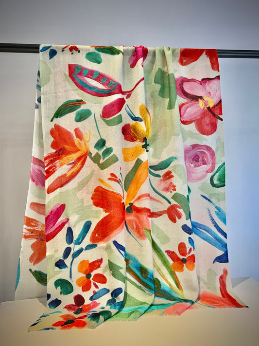 Hand loomed floral scarf