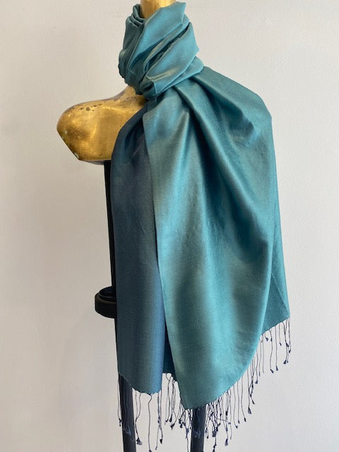 two tone silk scarf full length view - 200cm x 72cm