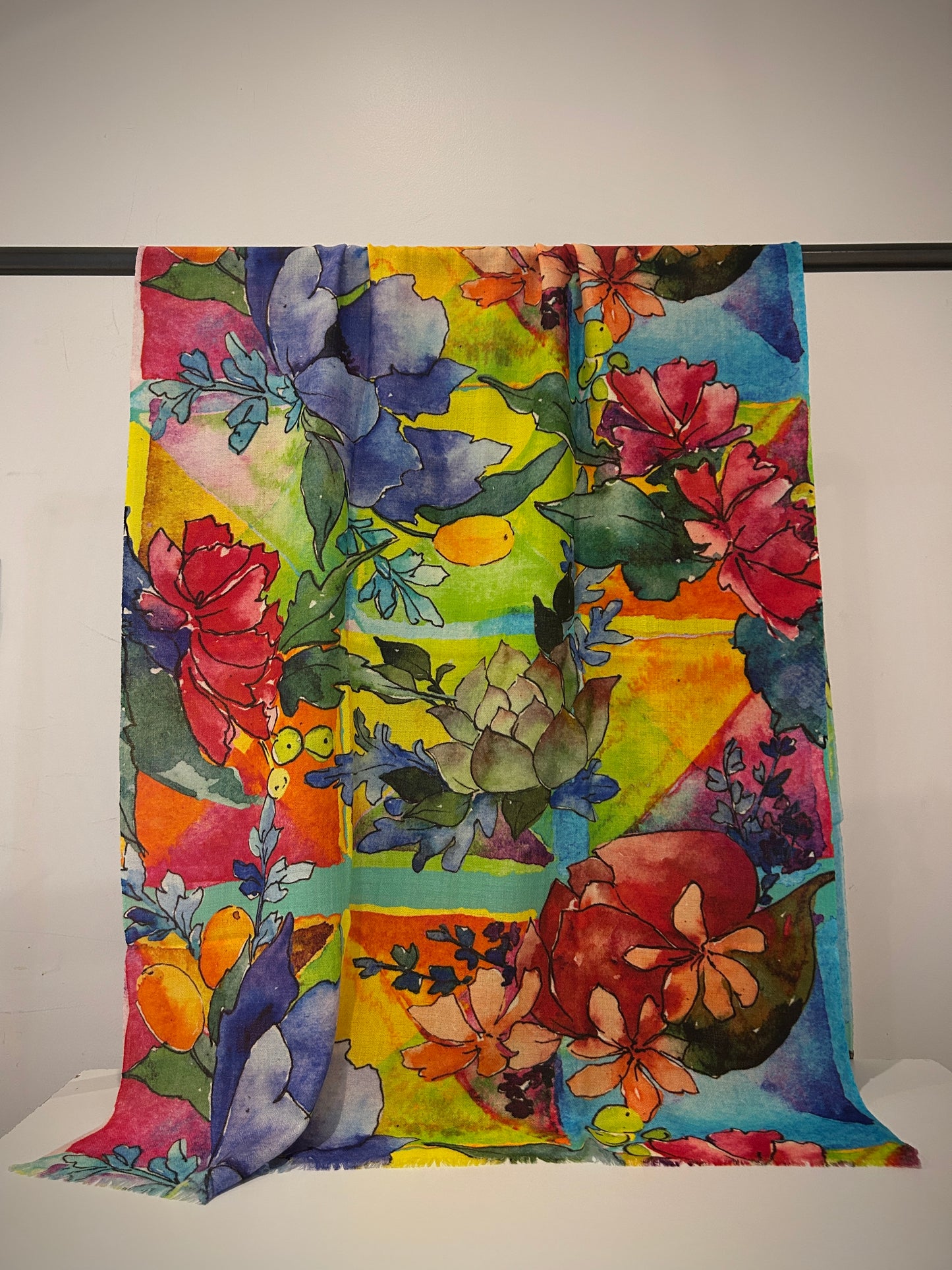 Colourful handwoven merino wool scarf