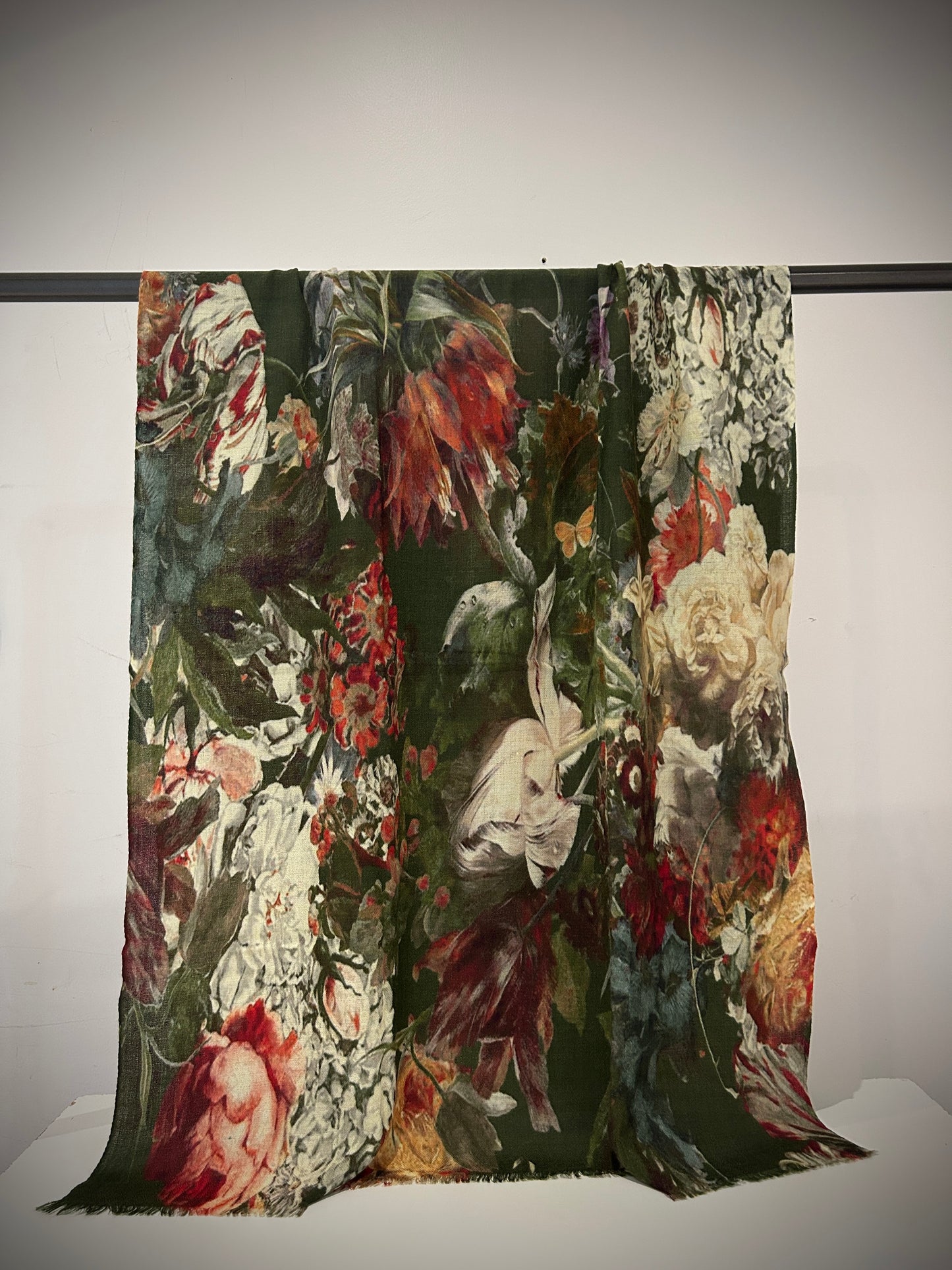 Floral pattern merino wool scarf
