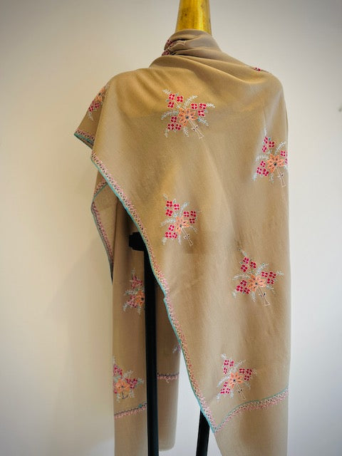 Kashmiri Shawl With All Over Embroidery