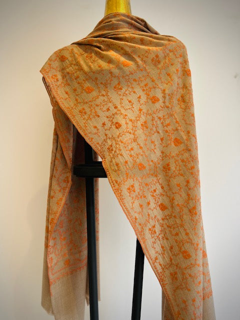 Kashmiri Shawl With All Over Embroidery