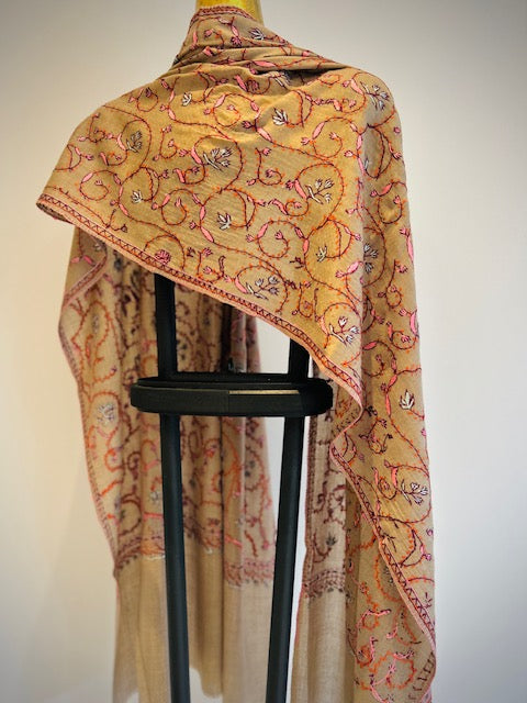 Kashmiri Shawl With All Over Embroidery
