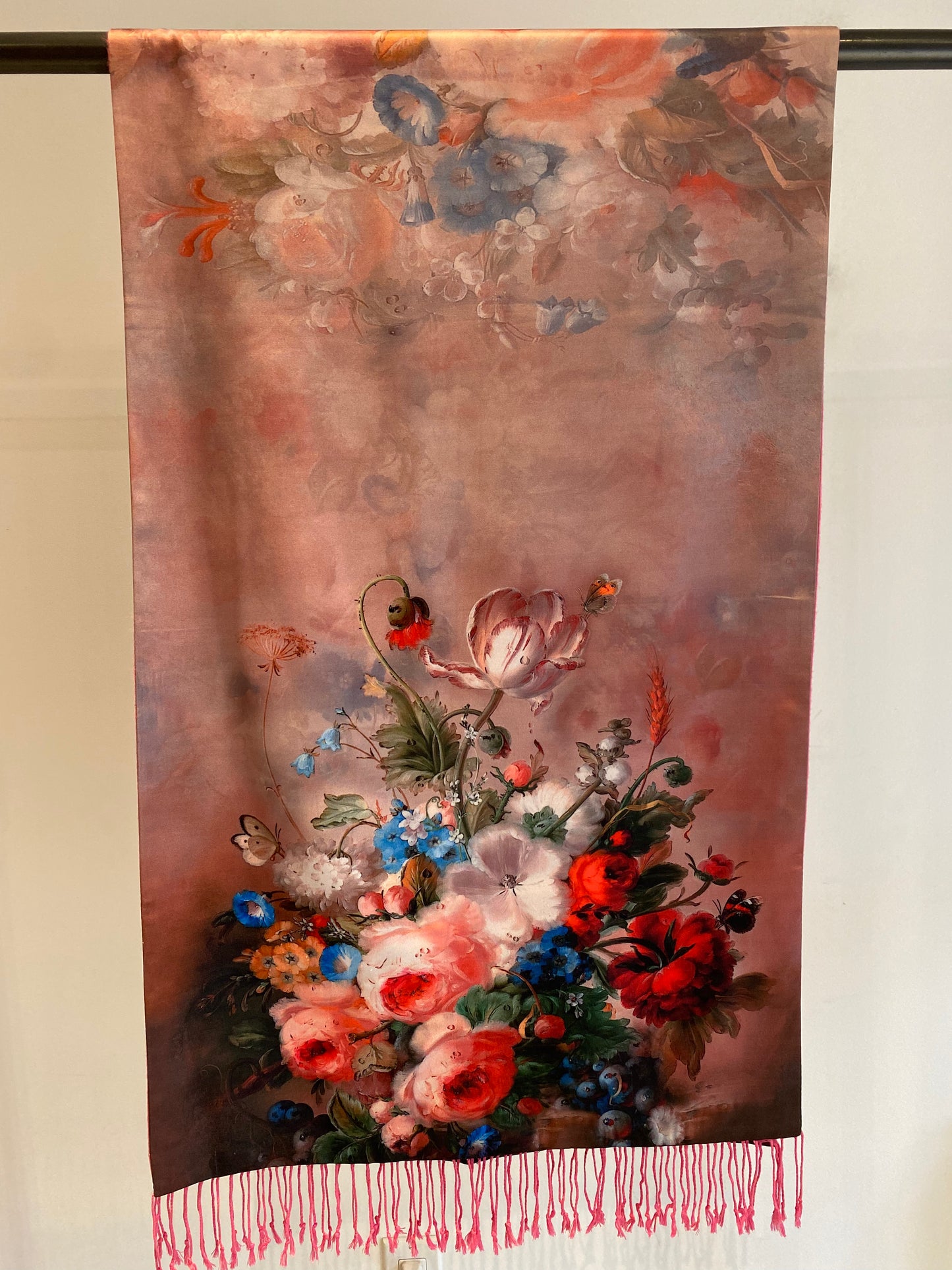 Floral silk & cashmere scarf