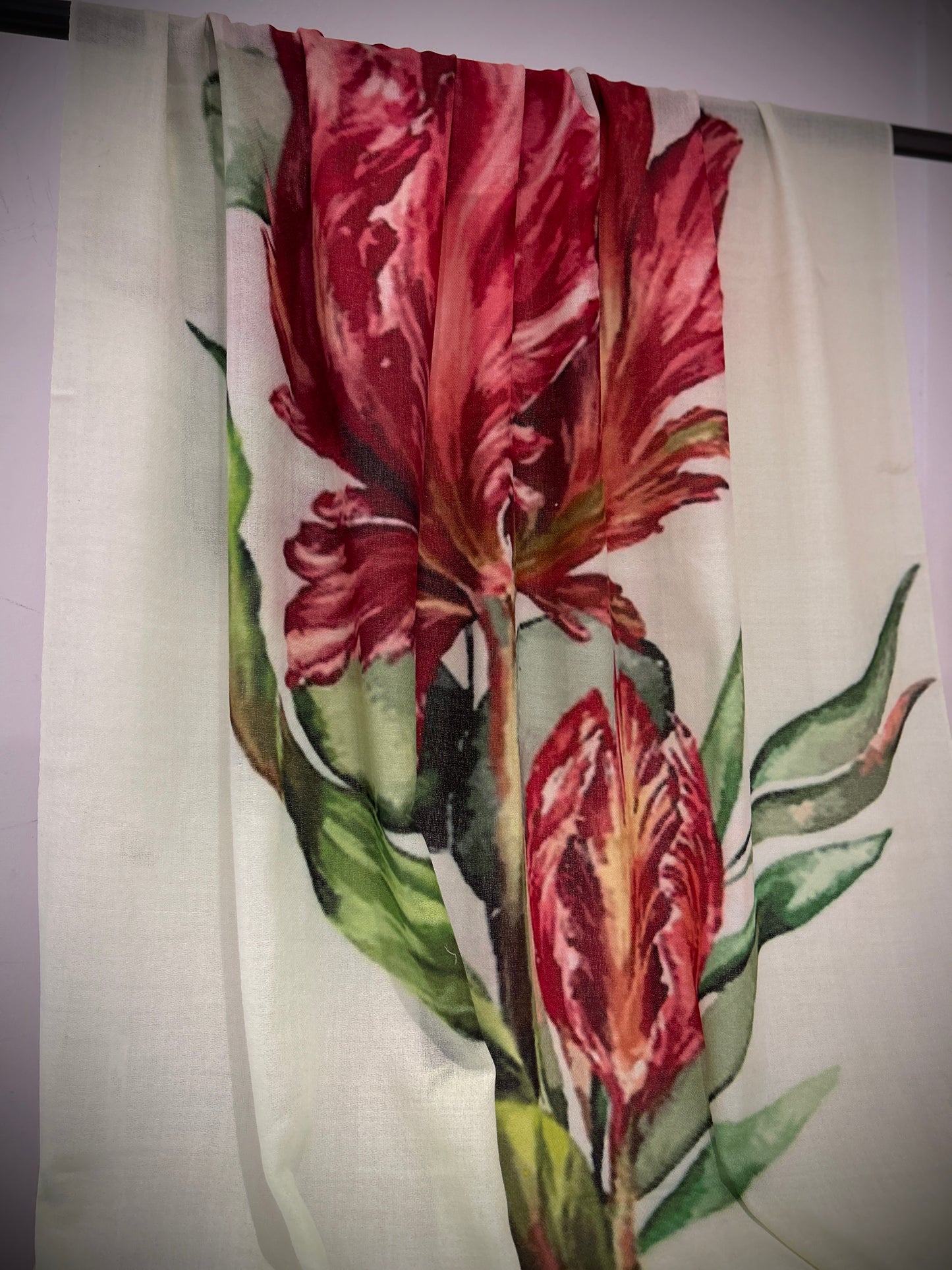 Pink floral cashmere shawl