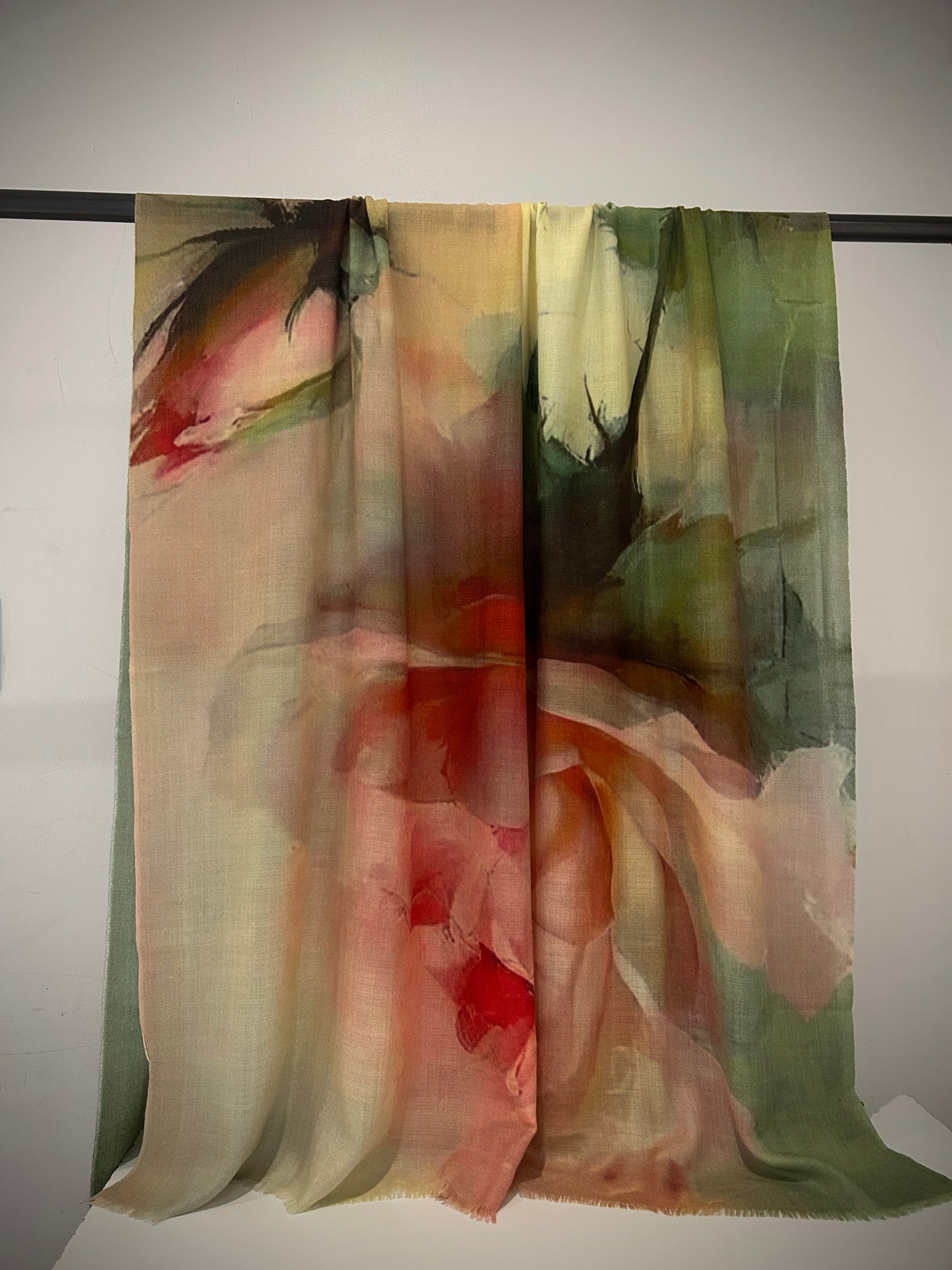 A beautiful pastel floral pattern in cashmere