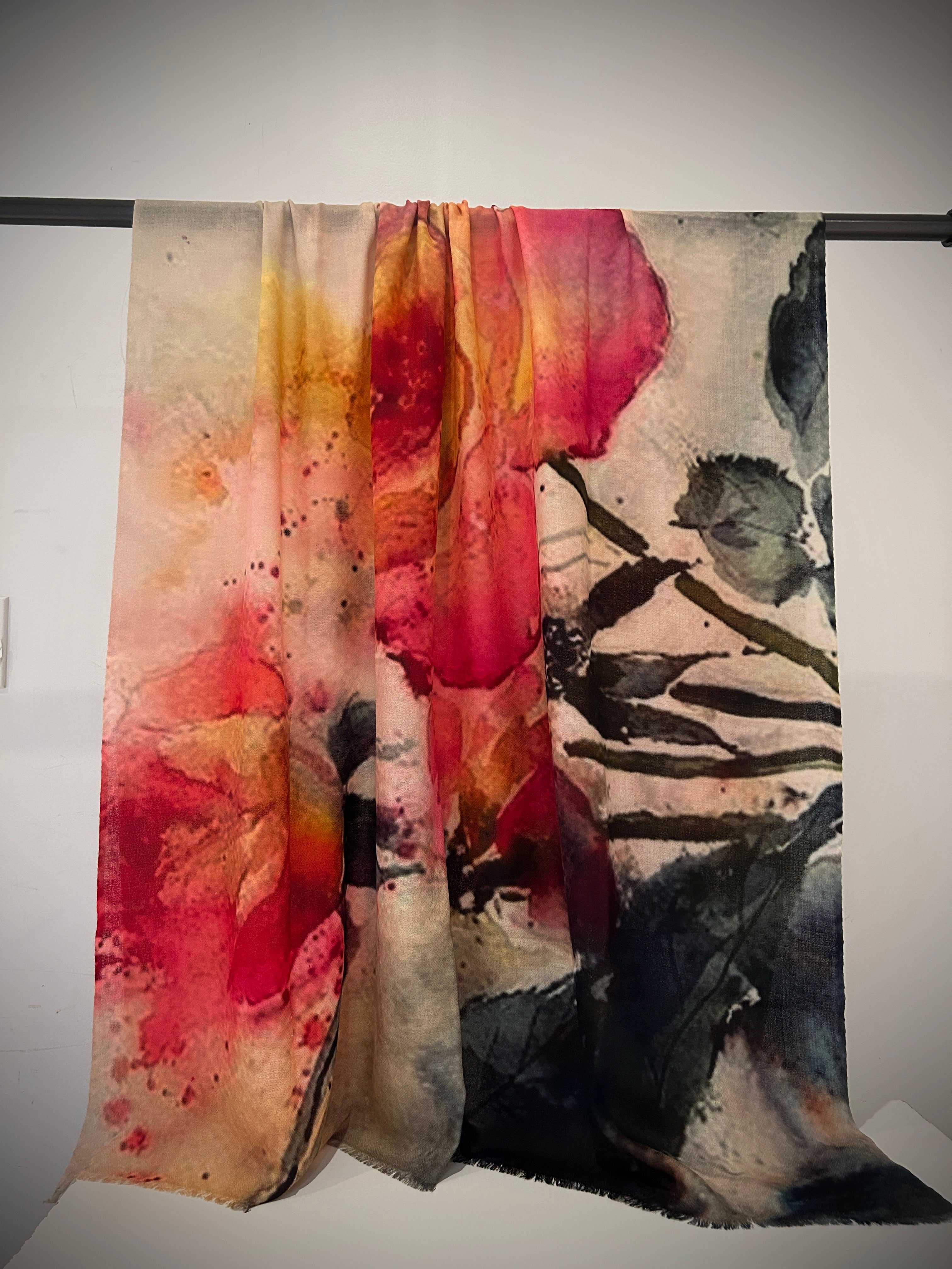 Vibrant colour cashmere shawl