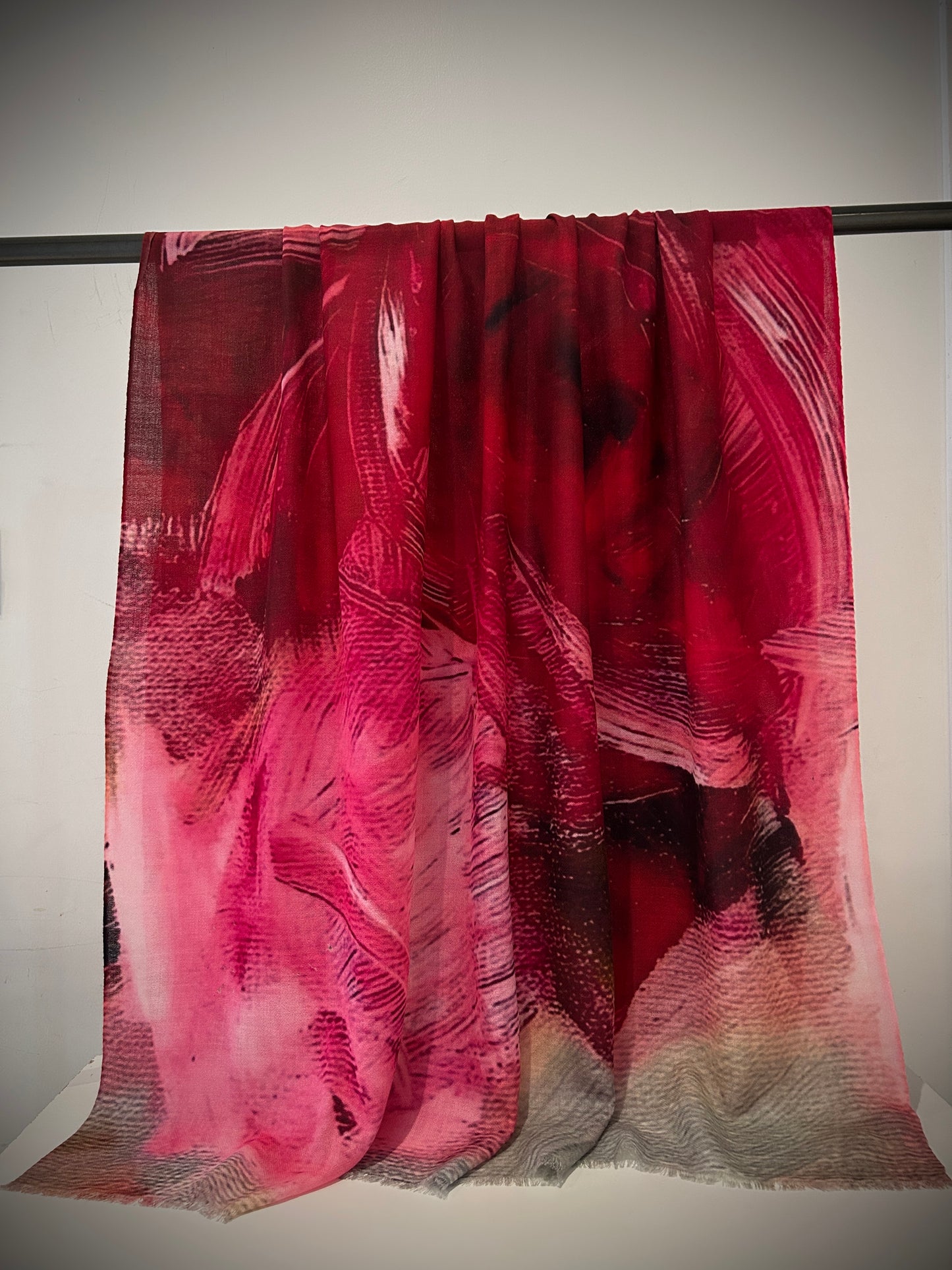 Red and pink cashmere shawl